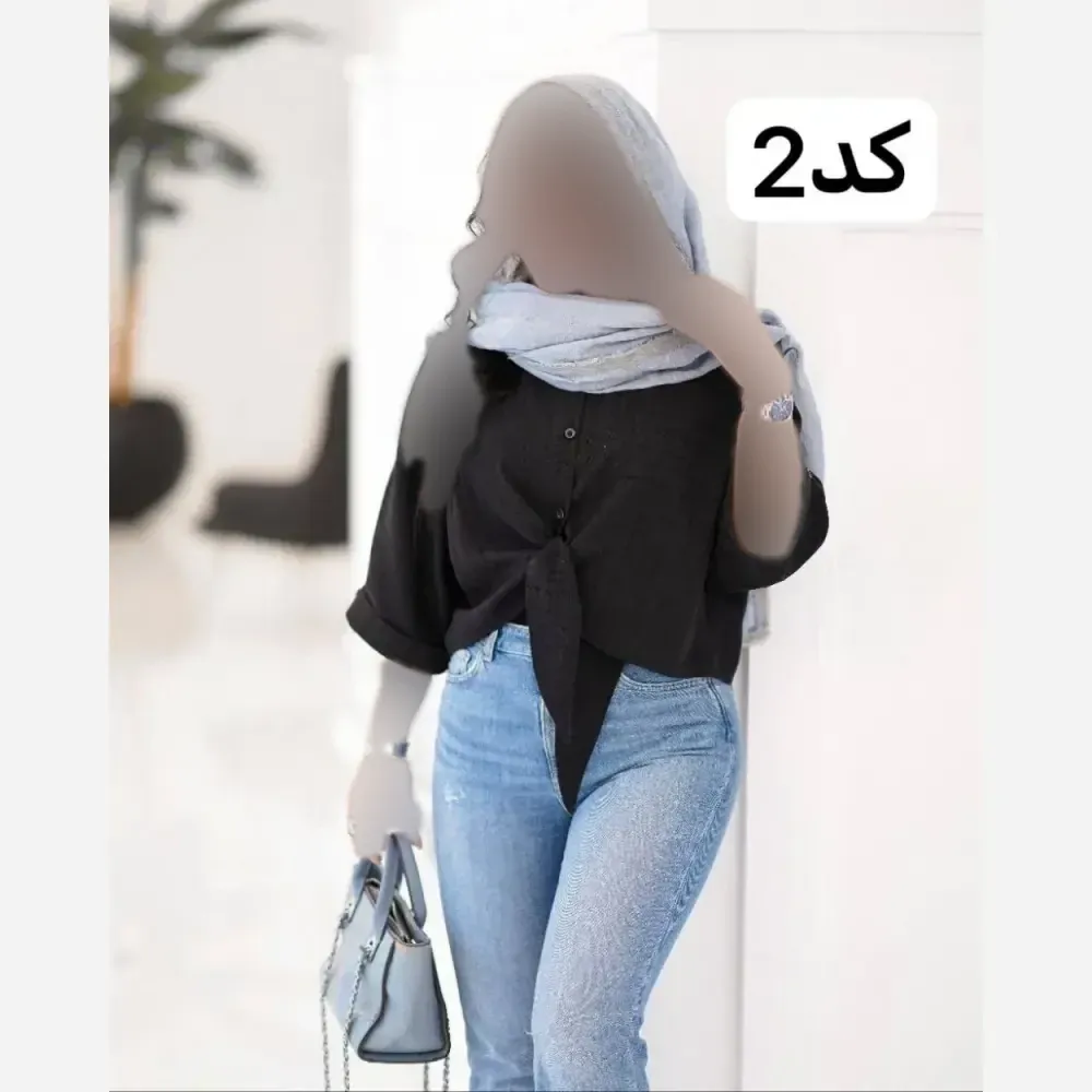 شومیز زنانه مدل گره ای جنس الیزه رنگ مشکی فری سایز 36 تا 46