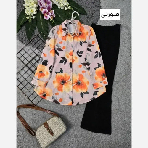 ست تیشرت و شلوار زنانه جنس پنبه گلکسی رنگ مشکی فری سایز 36 تا 46