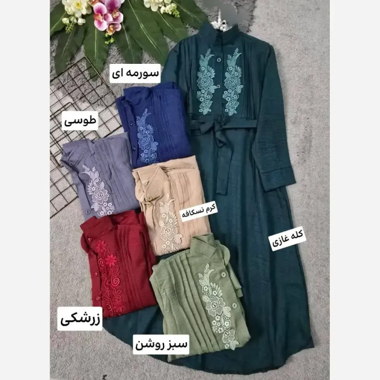 مانتو زنانه مدل اسپیناس جنس شانتون صوفیا رنگ کرم نسکافه ای فری سایز 36 تا 46