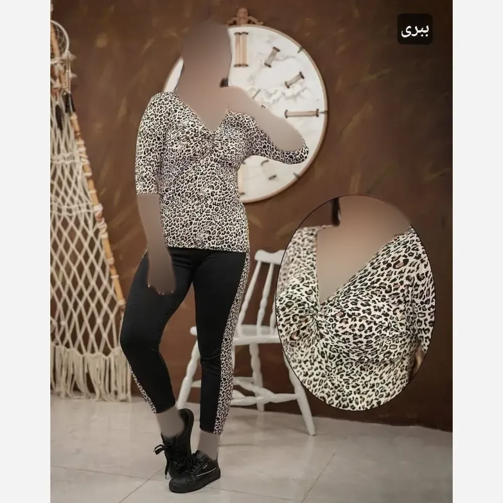 ست تونیک و شلوار زنانه آسنات جنس ویسکوز الیزه فول کش سایز بزرگ 36 تا 52