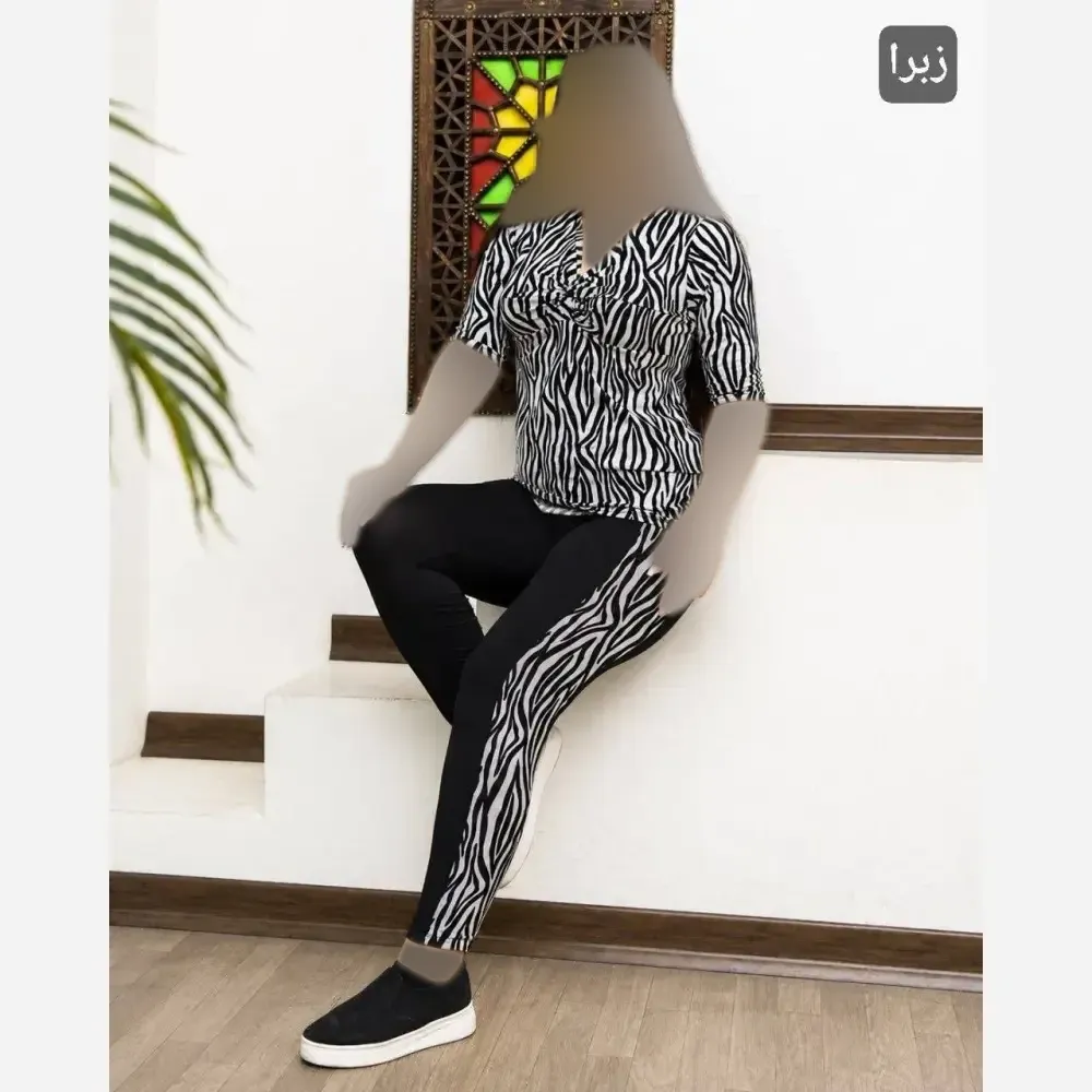 ست تونیک و شلوار زنانه آسنات جنس ویسکوز الیزه فول کش سایز بزرگ 36 تا 52