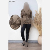 ست تونیک و شلوار زنانه آسنات جنس ویسکوز الیزه فول کش سایز بزرگ 36 تا 52