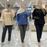 شومیز باکسی لادن جنس کسمه طرحدار فری سایز مناسب سایز 38 تا 50