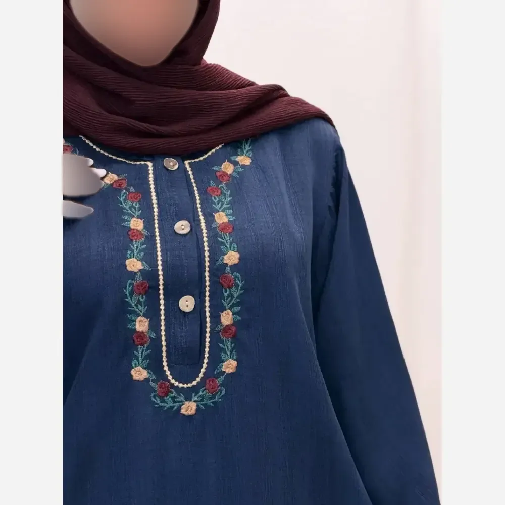 کفتان زنانه گلدوزی شده جنس لینن فری سایز تا 50