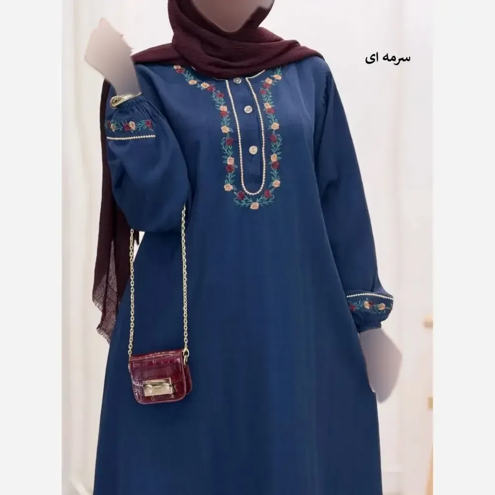 کفتان زنانه گلدوزی شده جنس لینن فری سایز تا 50