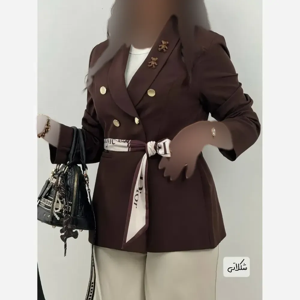کت تک زنانه مدل شاینی جنس مازراتی به همراه کمربند