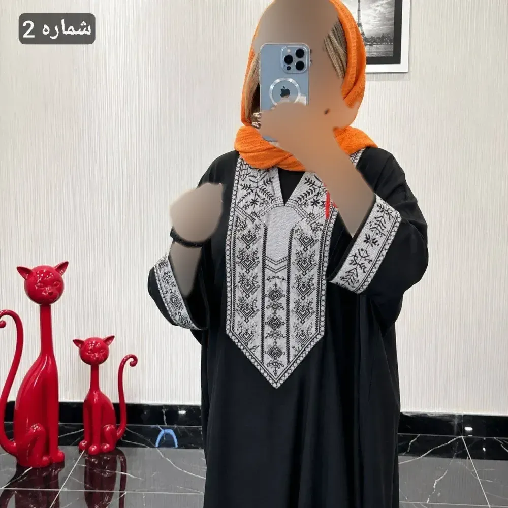 مانتو عبایی سمیرا جنس کرپ اسکاچی و کتیبه تافته فری سایز 36 تا 58