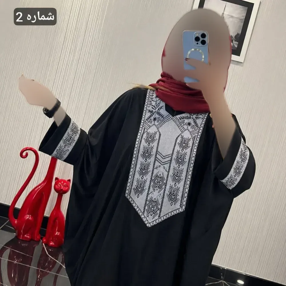 مانتو عبایی سمیرا جنس کرپ اسکاچی و کتیبه تافته فری سایز 36 تا 58