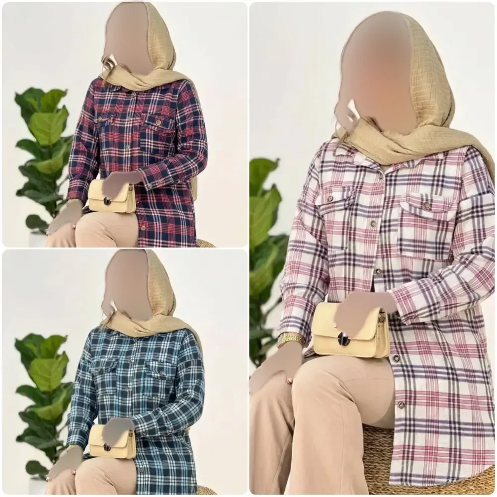 مانتو چهارخانه پشمی مدل فاخته زنانه در سایزبندی متنوع