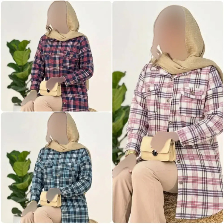 مانتو چهارخانه پشمی مدل فاخته زنانه در سایزبندی متنوع