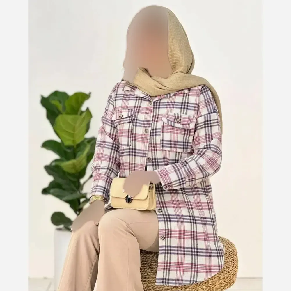 مانتو چهارخانه پشمی مدل فاخته زنانه در سایزبندی متنوع