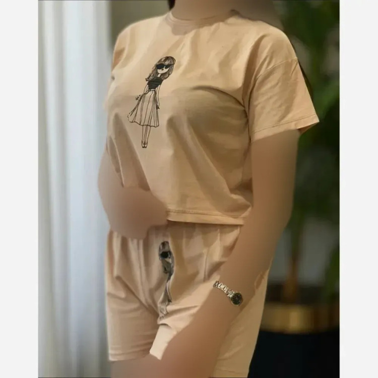 ست تیشرت و شورتک دخترانه نخ پنبه فری سایز 36 تا 44