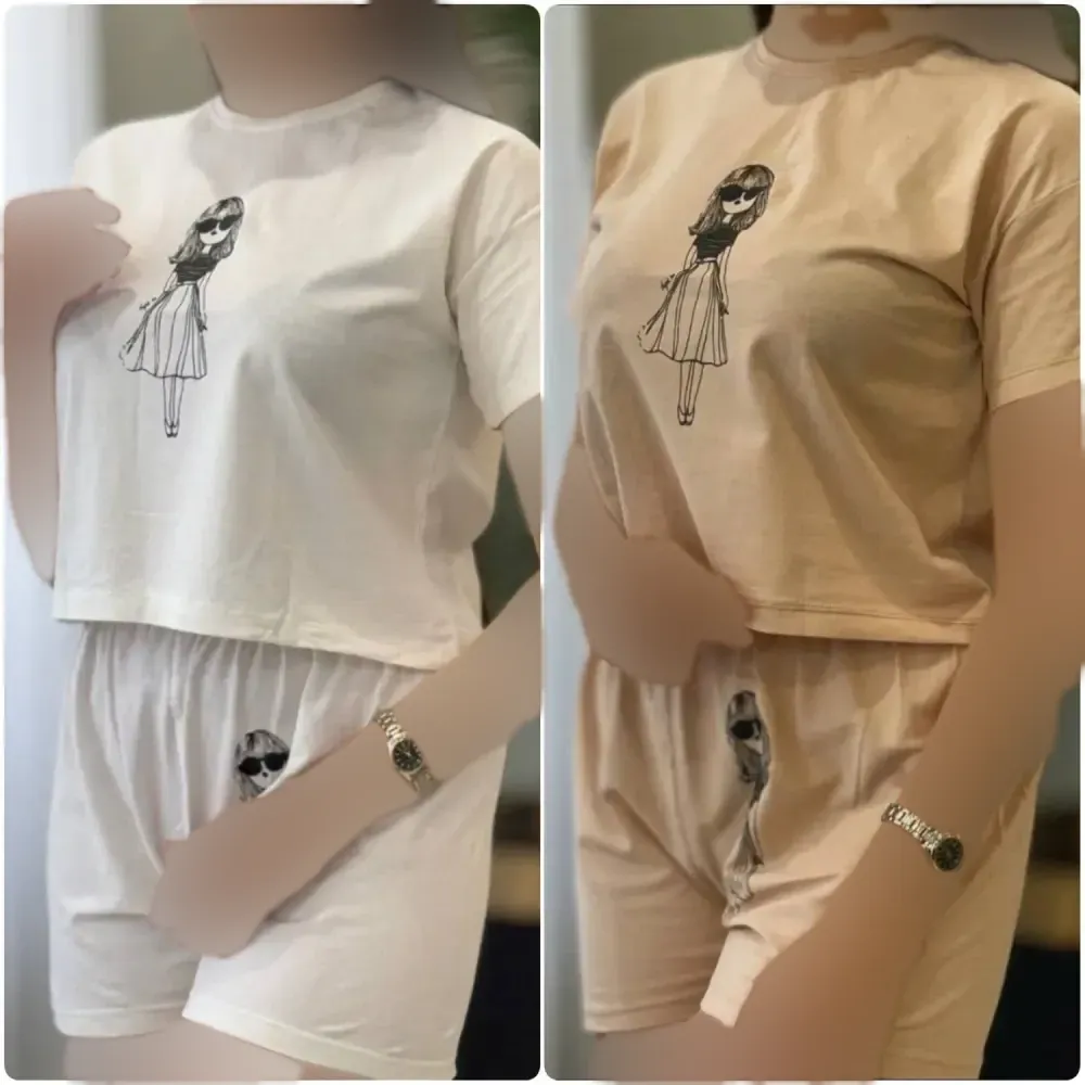 ست تیشرت و شورتک دخترانه نخ پنبه فری سایز 36 تا 44