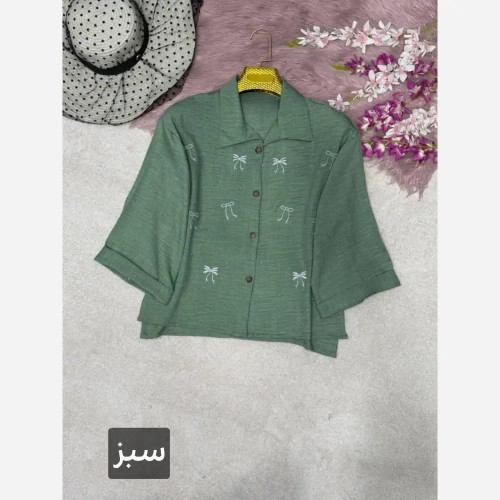 شومیز زنانه گلدوزی شده مدل میرا جنس شانتون فری سایز 38 تا 46