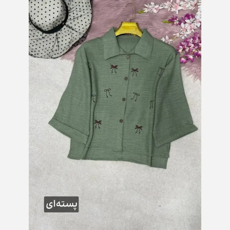 شومیز زنانه گلدوزی شده مدل میرا جنس شانتون فری سایز 38 تا 46