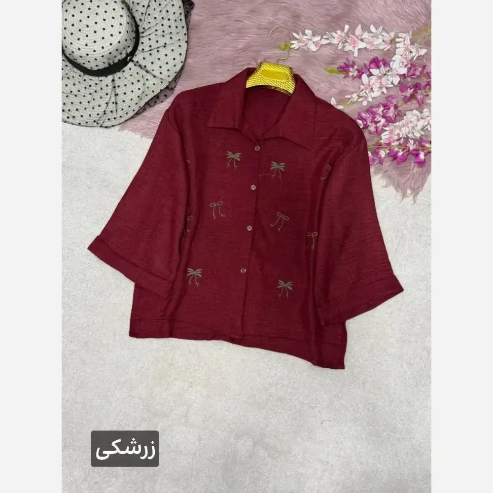 شومیز زنانه گلدوزی شده مدل میرا جنس شانتون فری سایز 38 تا 46