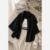 شومیز باکسی زنانه جنس پوپلین رنگ مشکی سایز فری 38 تا 46