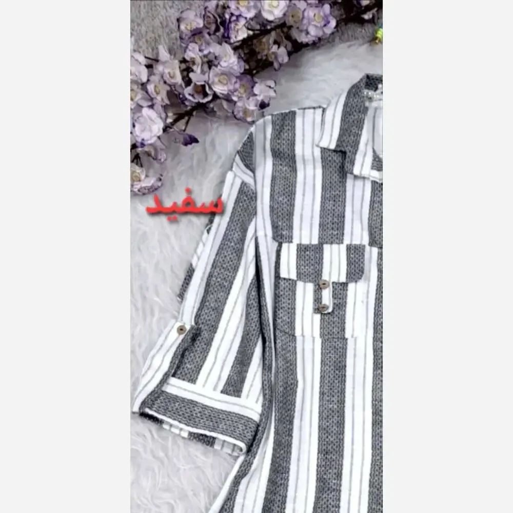 شومیز مانتو نخی هندی جیب صلیبی زنانه رنگ بژ و سفید سایز 38 تا 46
