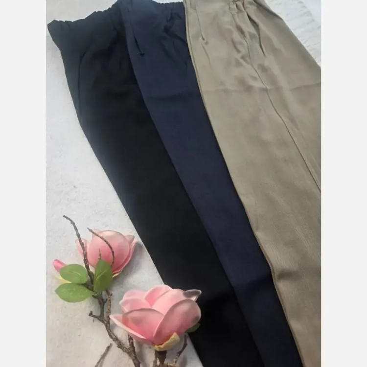 شلوار نیم بگ زنانه جنس پارچه بزیاق درجه یک سایز 42 تا 52