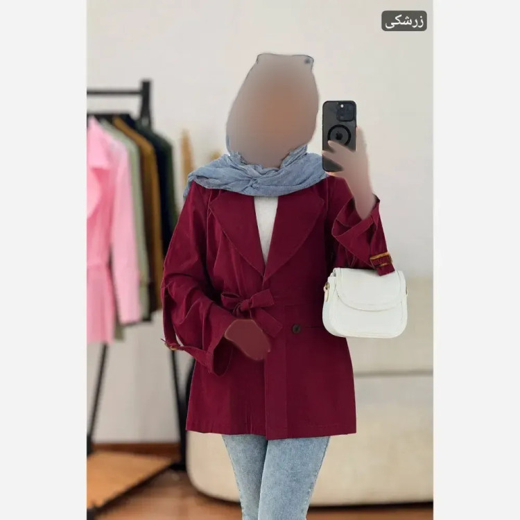 مانتو کتی زنانه مدل آستین سگک دار جنس کتان لنین نچرال فری سایز