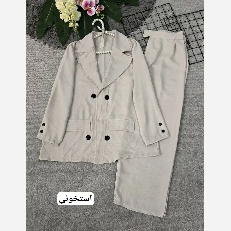 کت شلوار زنانه شانتون صوفیا رنگ زرشکی سایز فری 38 تا 48