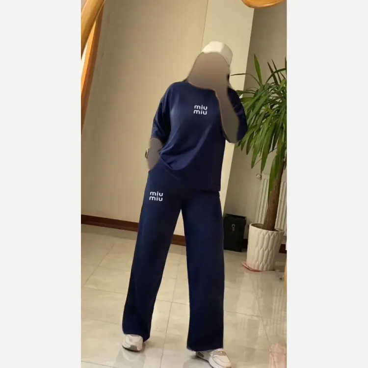 ست تیشرت و شلوار زنانه جنس پنبه گلکسی سایز 38 تا 46