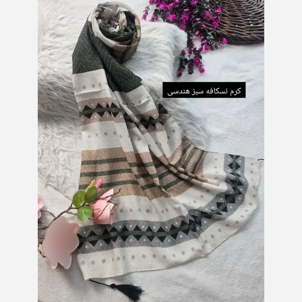 شال نخی اسلپ طرحدار مدل بهدخت ابعاد 180 در 67 سانتیمتر