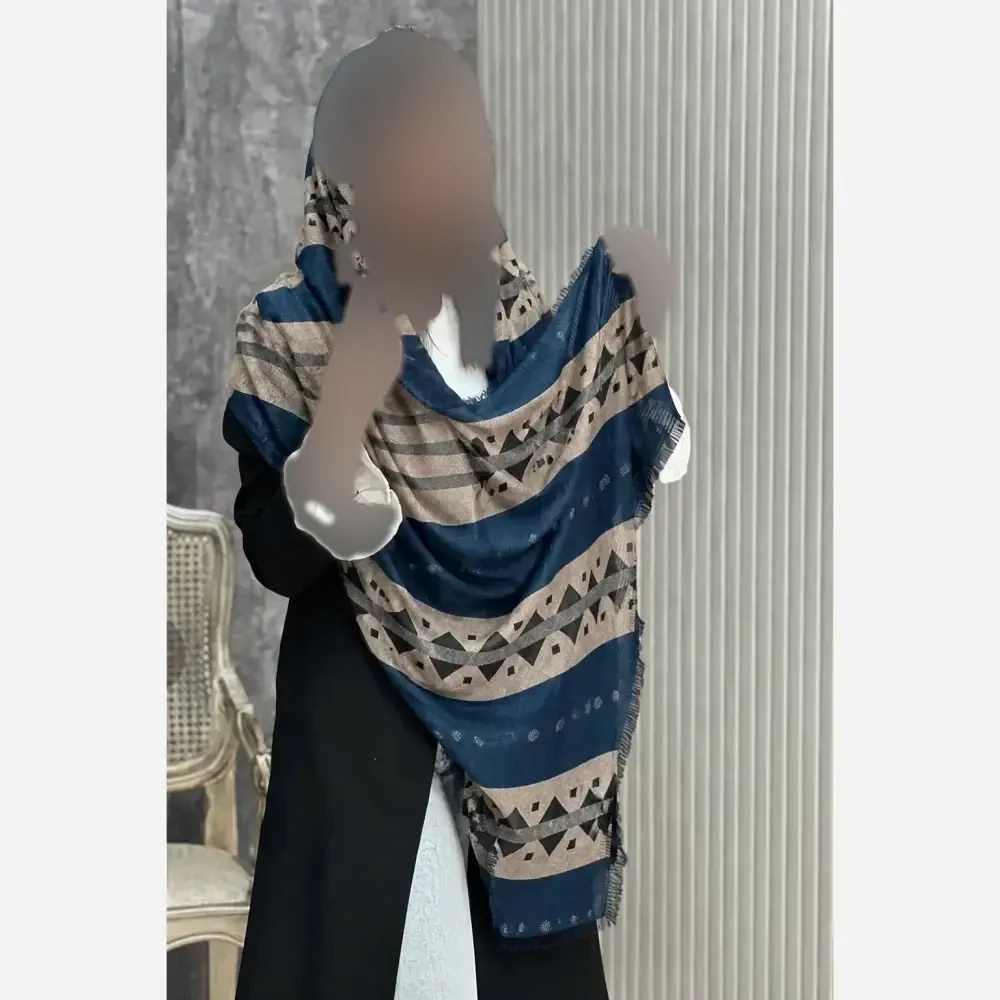 شال نخی اسلپ طرحدار مدل بهدخت ابعاد 180 در 67 سانتیمتر