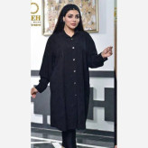 مانتو نخی خامه دوزی شده طرح پیچک مشکی سایز 38 تا 48