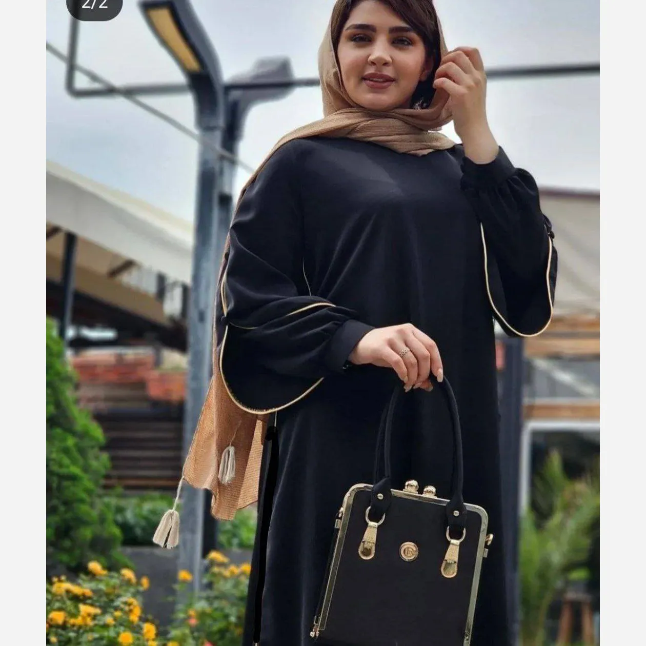 عبای زنانه مدل آستین دبل جنس الیزه درجه یک رنگ مشکی سایز 38 تا 50