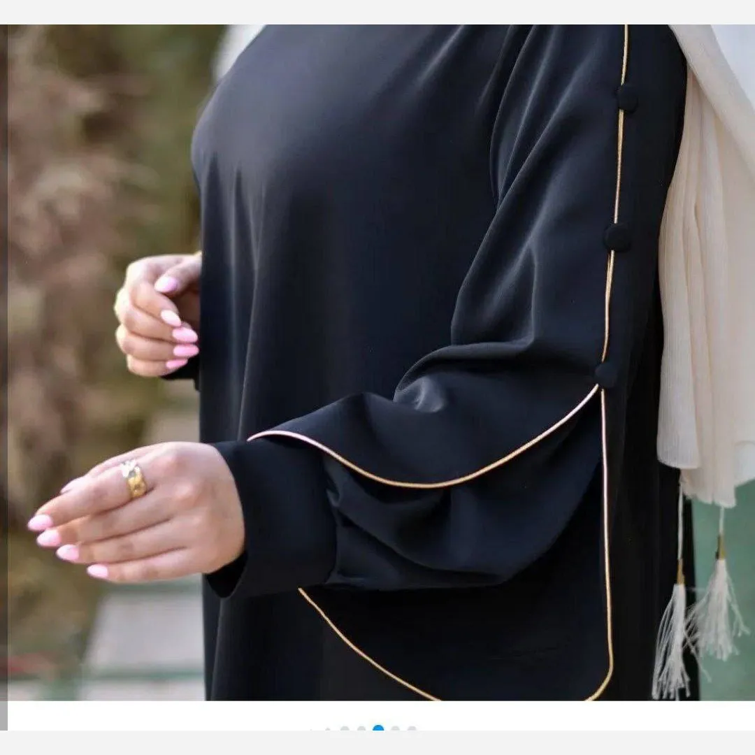عبای زنانه مدل آستین دبل جنس الیزه درجه یک رنگ مشکی سایز 38 تا 50