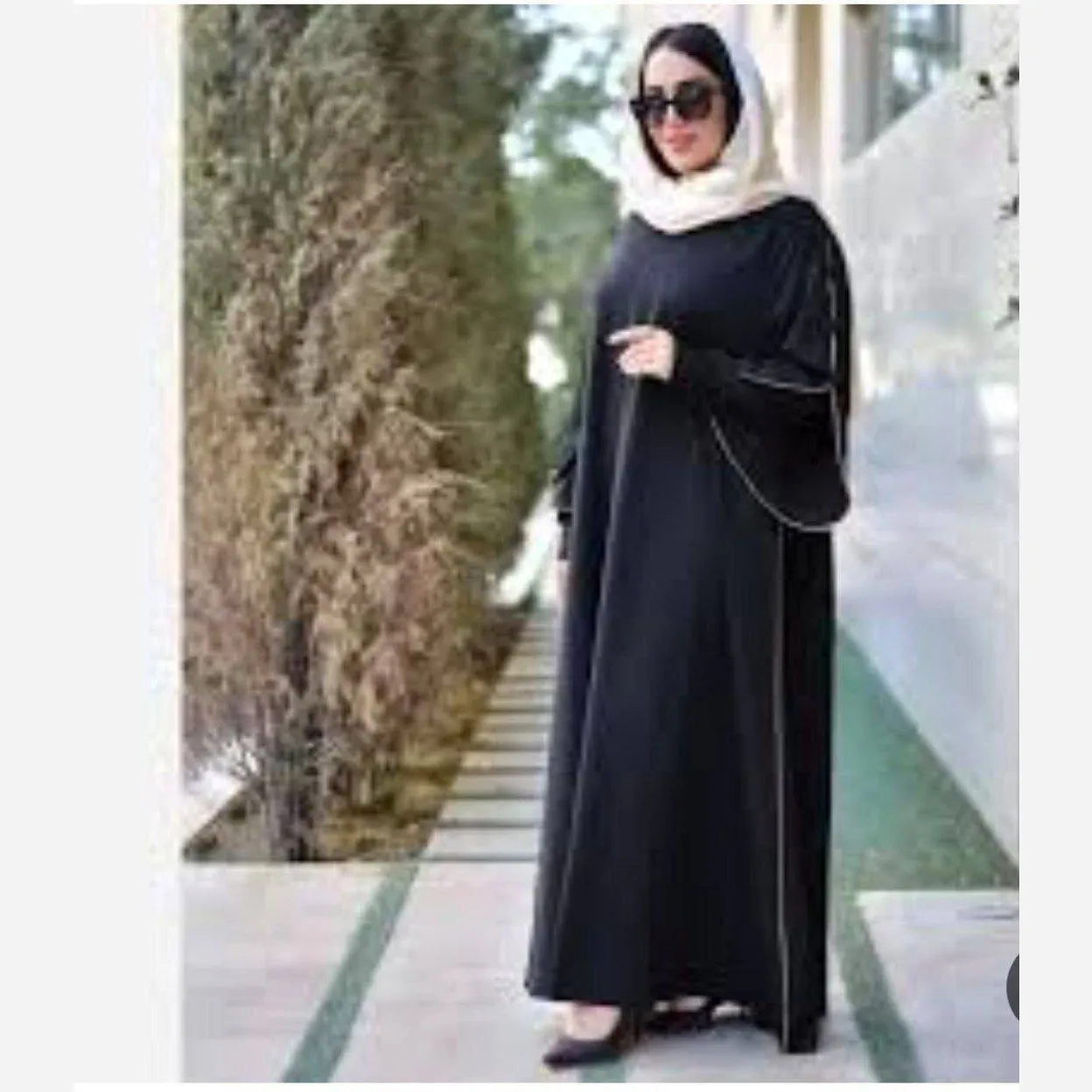 عبای زنانه مدل آستین دبل جنس الیزه درجه یک رنگ مشکی سایز 38 تا 50