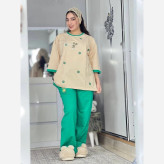 ست تیشرت و شلوار زنانه پردیس جنس پنبه لاکرا فری سایز