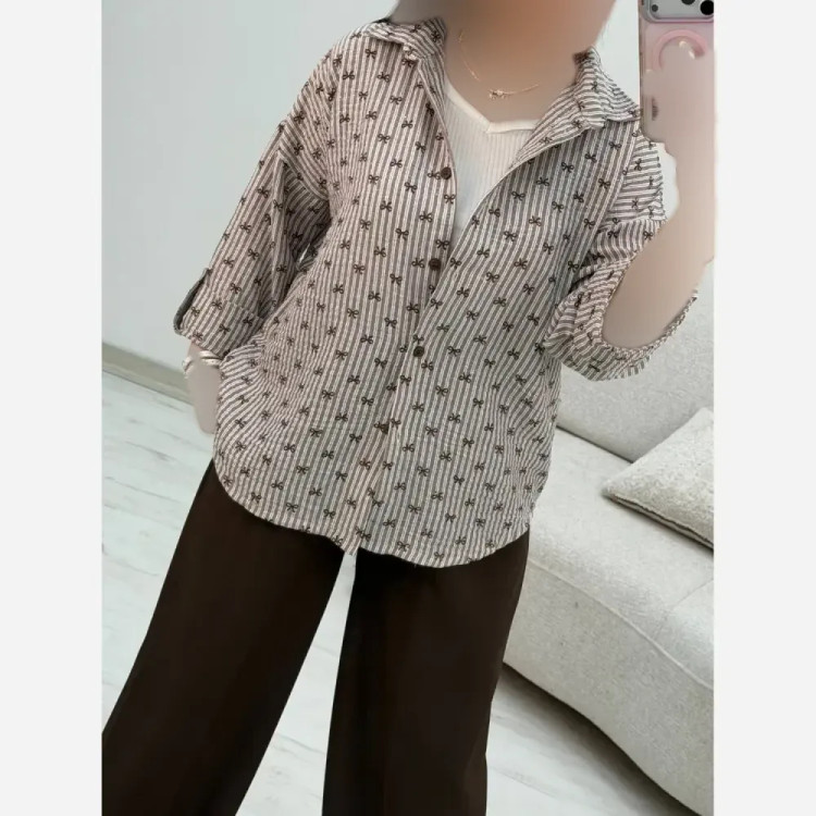 شومیز پنبه زارا شاین دار رنگین فری سایز