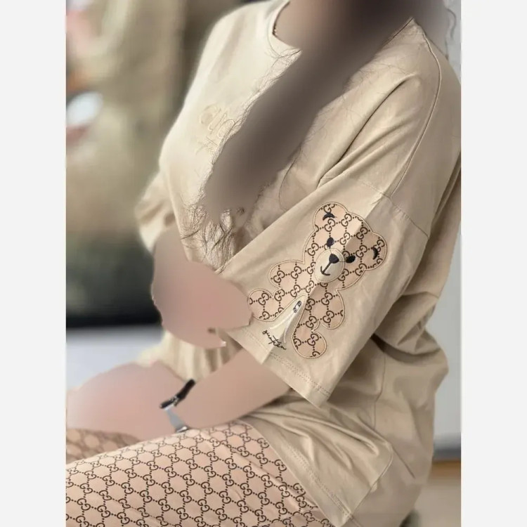ست تیشرت و شلوار زنانه جنس پنبه گلکسی مدل فندوق فری سایز
