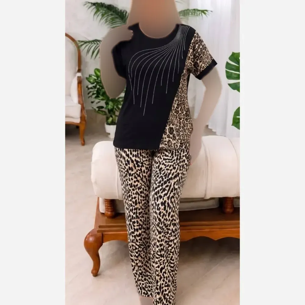 ست بلوز و شلوار زنانه قواره دار ویسکو الیزه فول کش سایز فری 38 تا 50