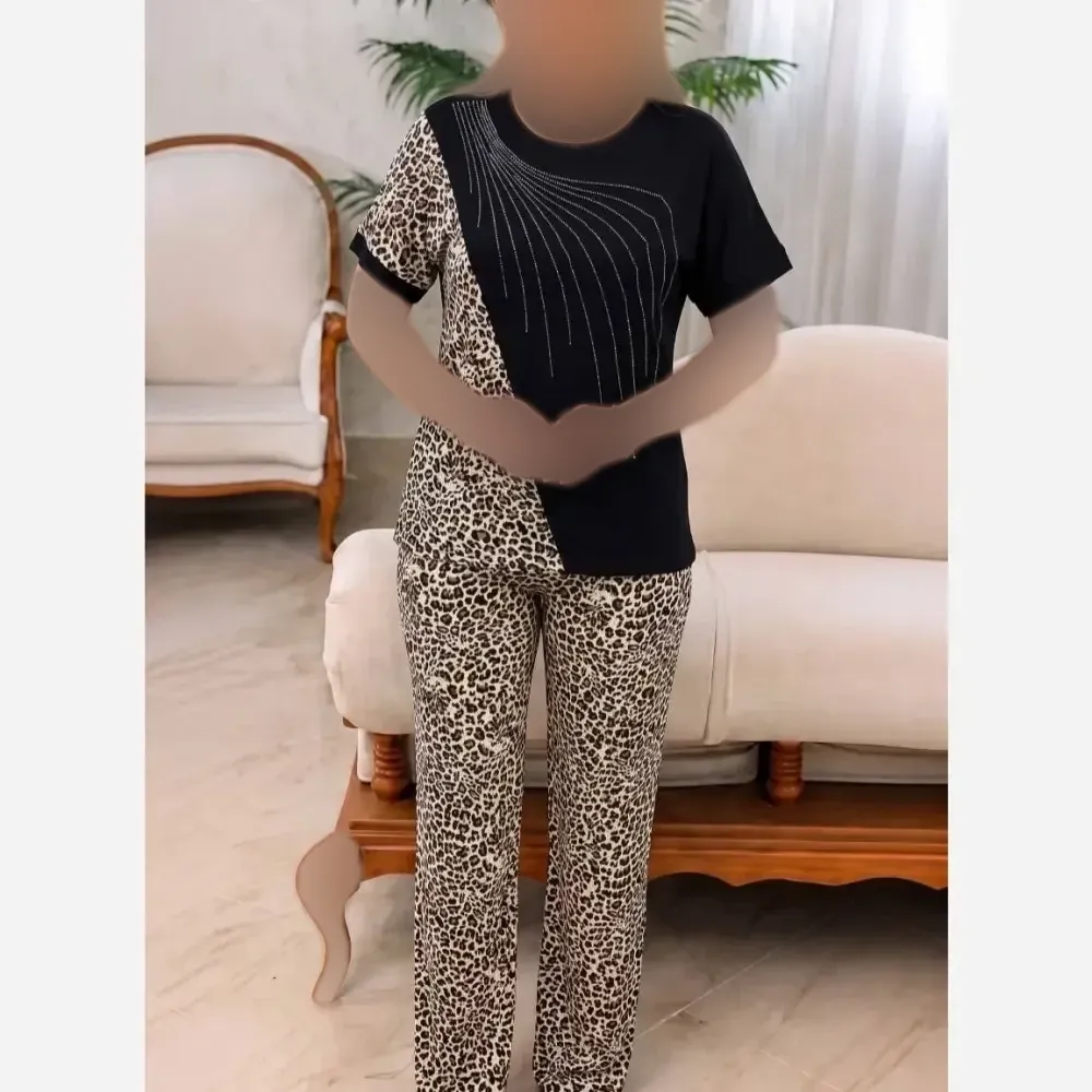 ست بلوز و شلوار زنانه قواره دار ویسکو الیزه فول کش سایز فری 38 تا 50