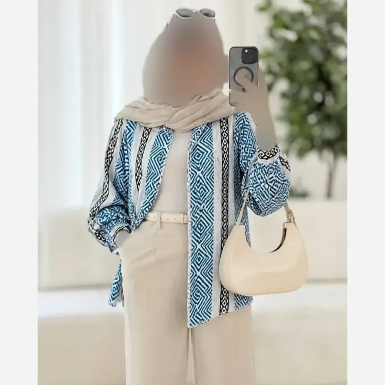 شومیز آناهید جنس داکرون پنبه آستین گتر دار رنگ سبز و آبی سایز فری 36 تا 46