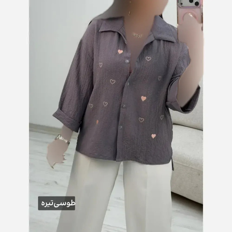 شومیز جاذبه قلبی جنس ینزی پفکی فری سایز