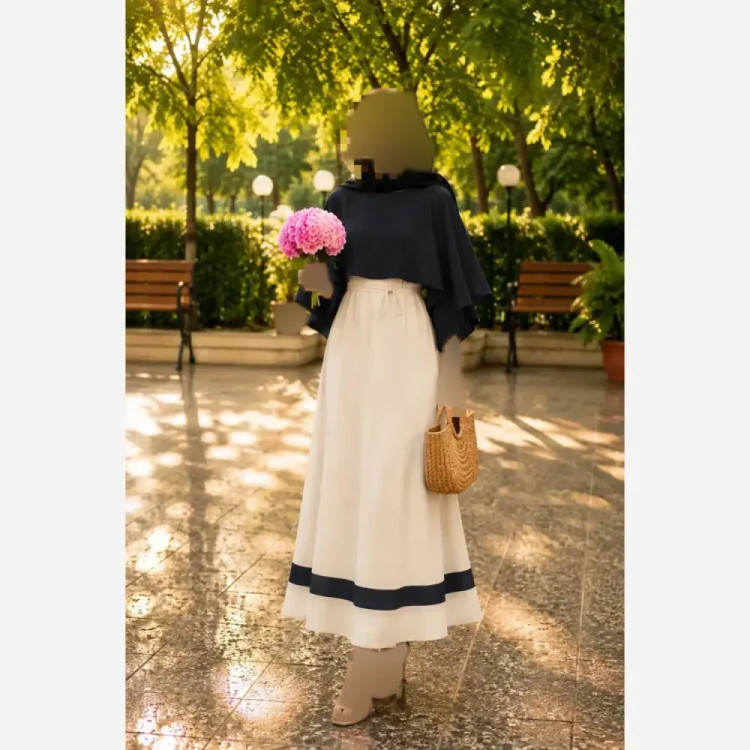 ست سارافون و رویه مدل نجلا جنس لینن و شانتون سایز فری تا 48