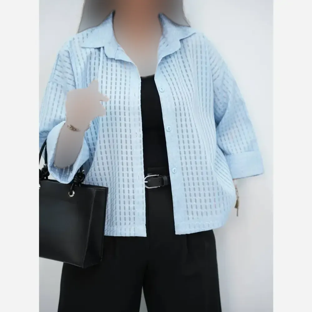 شومیز باکسی حصیری خنک و سبک زنانه فری سایز