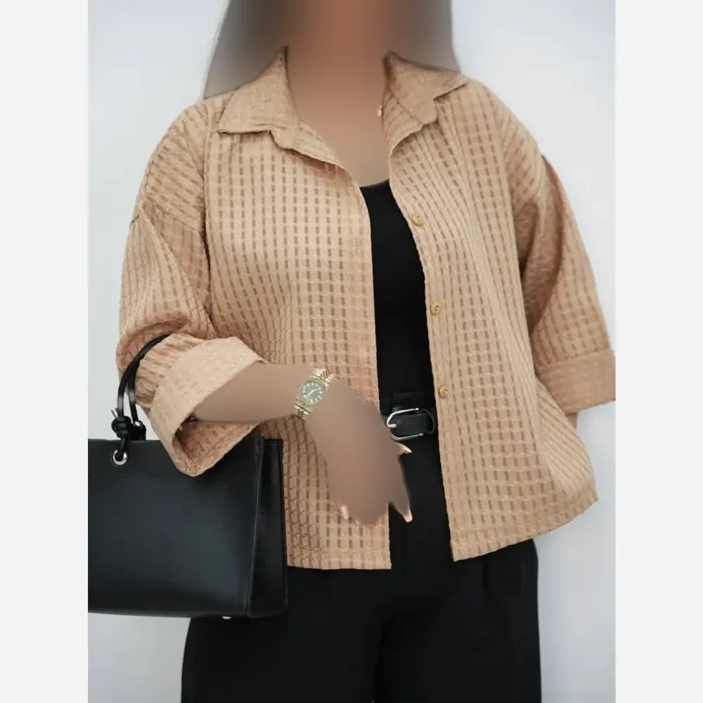 شومیز باکسی حصیری خنک و سبک زنانه فری سایز