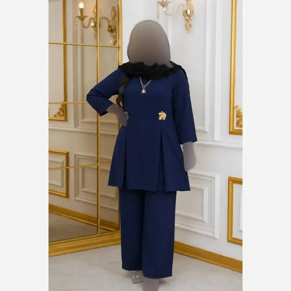 ست مانتو و شلوار زنانه جنس مازراتی مدل ثریا فری سایز