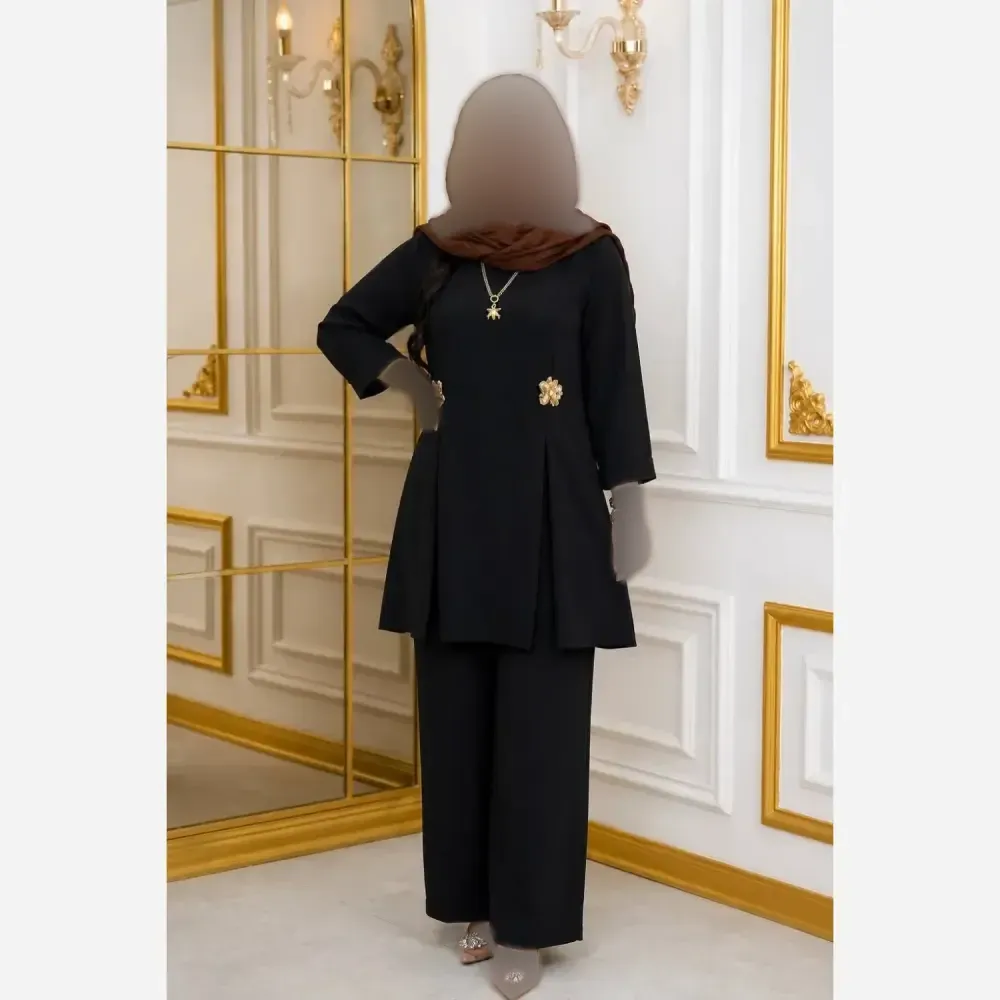 ست مانتو و شلوار زنانه جنس مازراتی مدل ثریا فری سایز