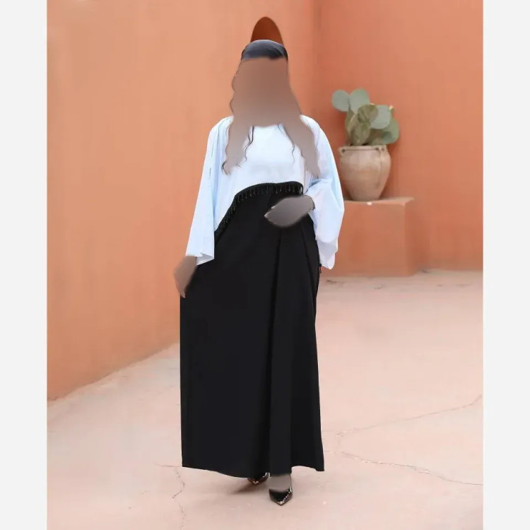 سارافون زنانه مدل شراره جنس الیزه لبه جواهر دوزی شده رویی نگین کاری شده سایز فری سایز