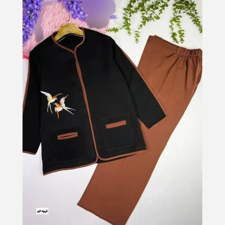 کت شلوار مازراتی گلدوزی شیک مدل پرستو سایز 40 تا 50