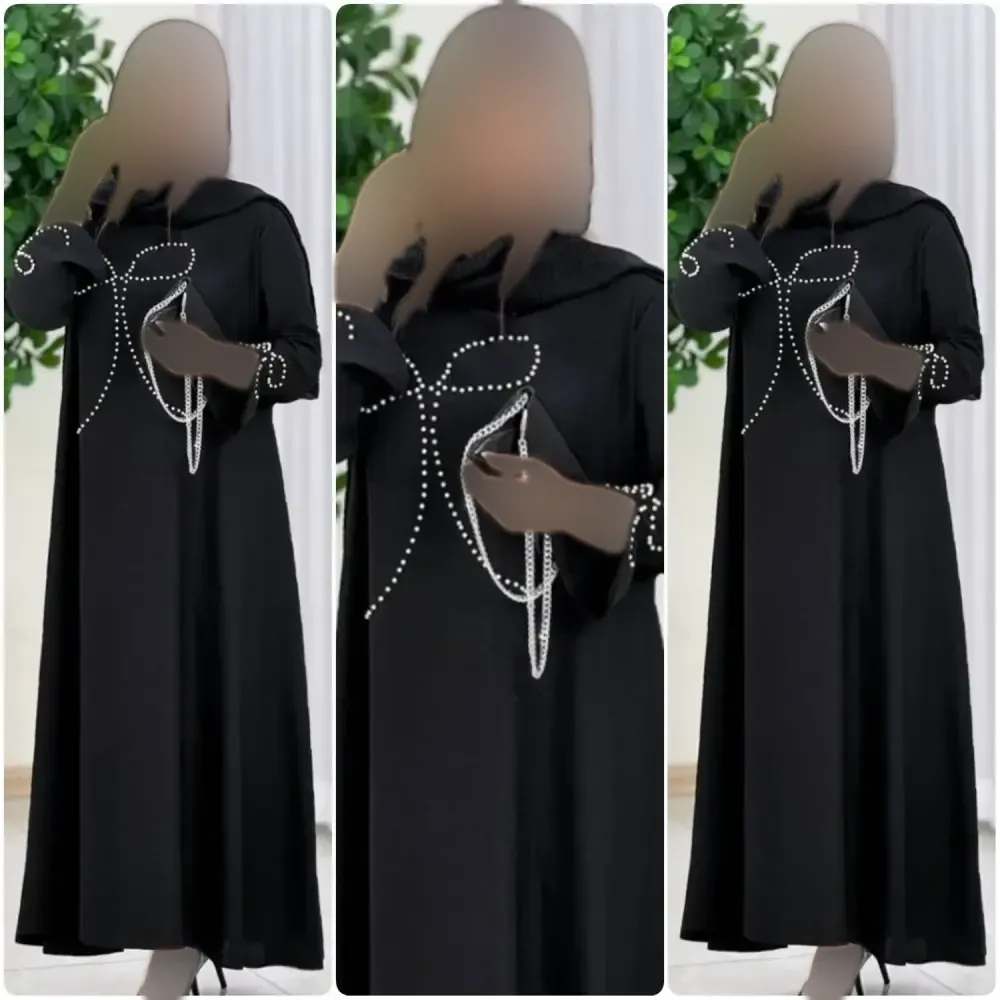عبا زنانه نازبانو جنس الیزه رنگ مشکی سایز فری سایز