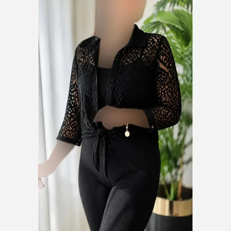ست گره ای إلسا رویه تور دانتل و تیشرت ویسکوز فری سایز