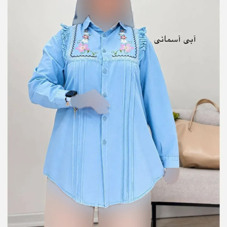 شومیز گلدوزی شده کتان لنین فری سایز مدل بانو
