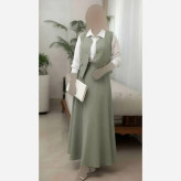 ست سه تیکه شومیز جلیقه و دامن مدل ژینا جنس شانتون فری سایز
